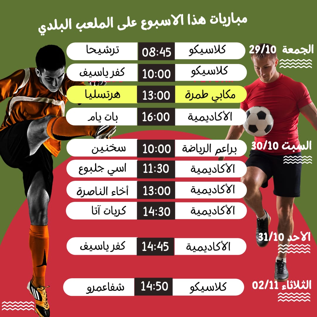 جدول مباريات الاسبوع على الملعب البلدي